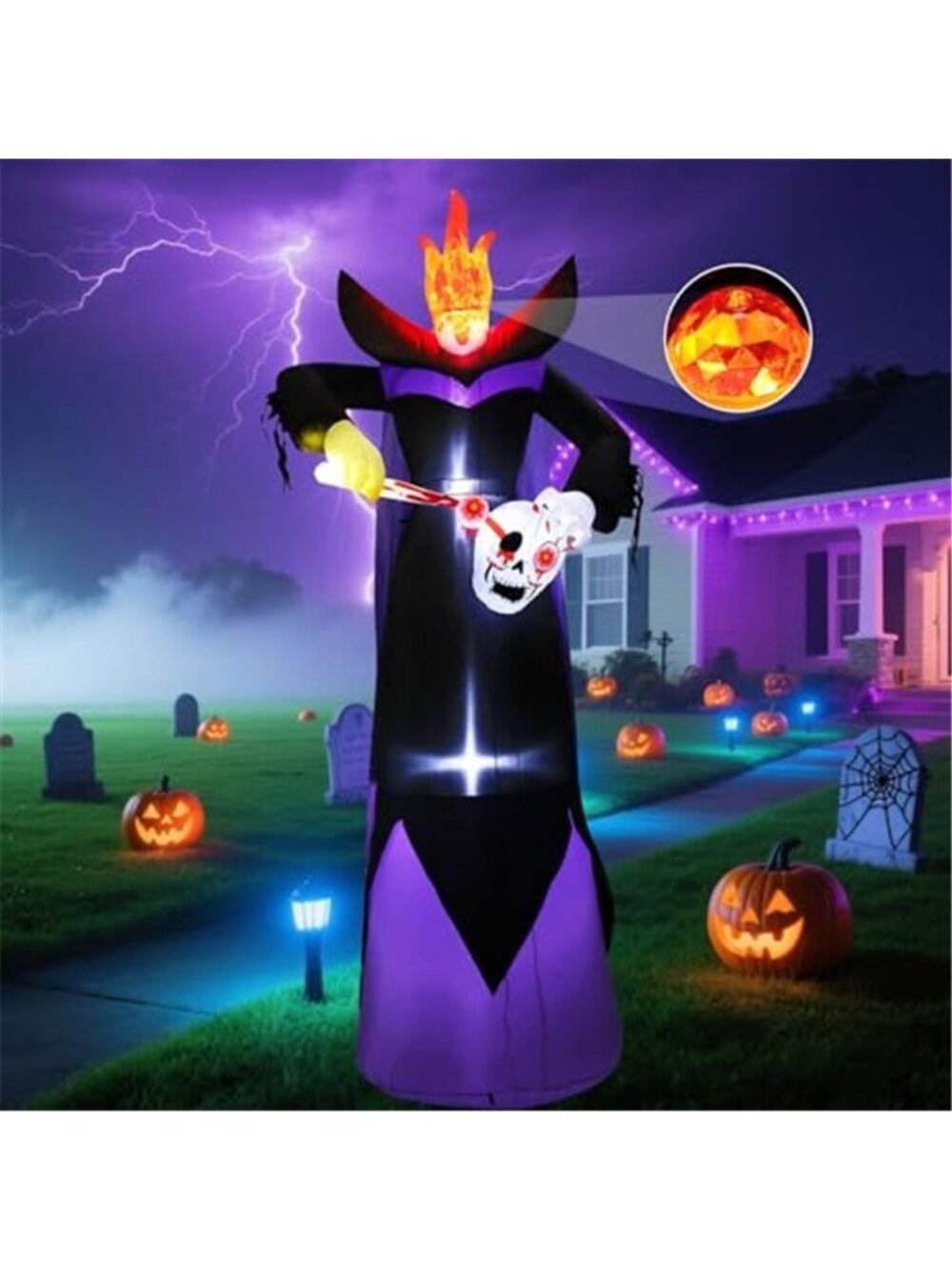 12FT Scary Halloween Inflatables Headless Killer Outdoor Decorations Grim
